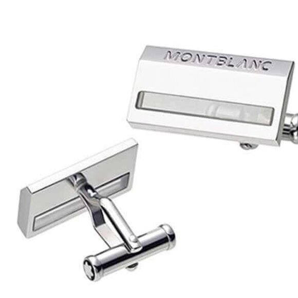 Montblanc 925 Sterling Silver Collection Cufflinks With Crystal Inlay - Picture 1 of 2